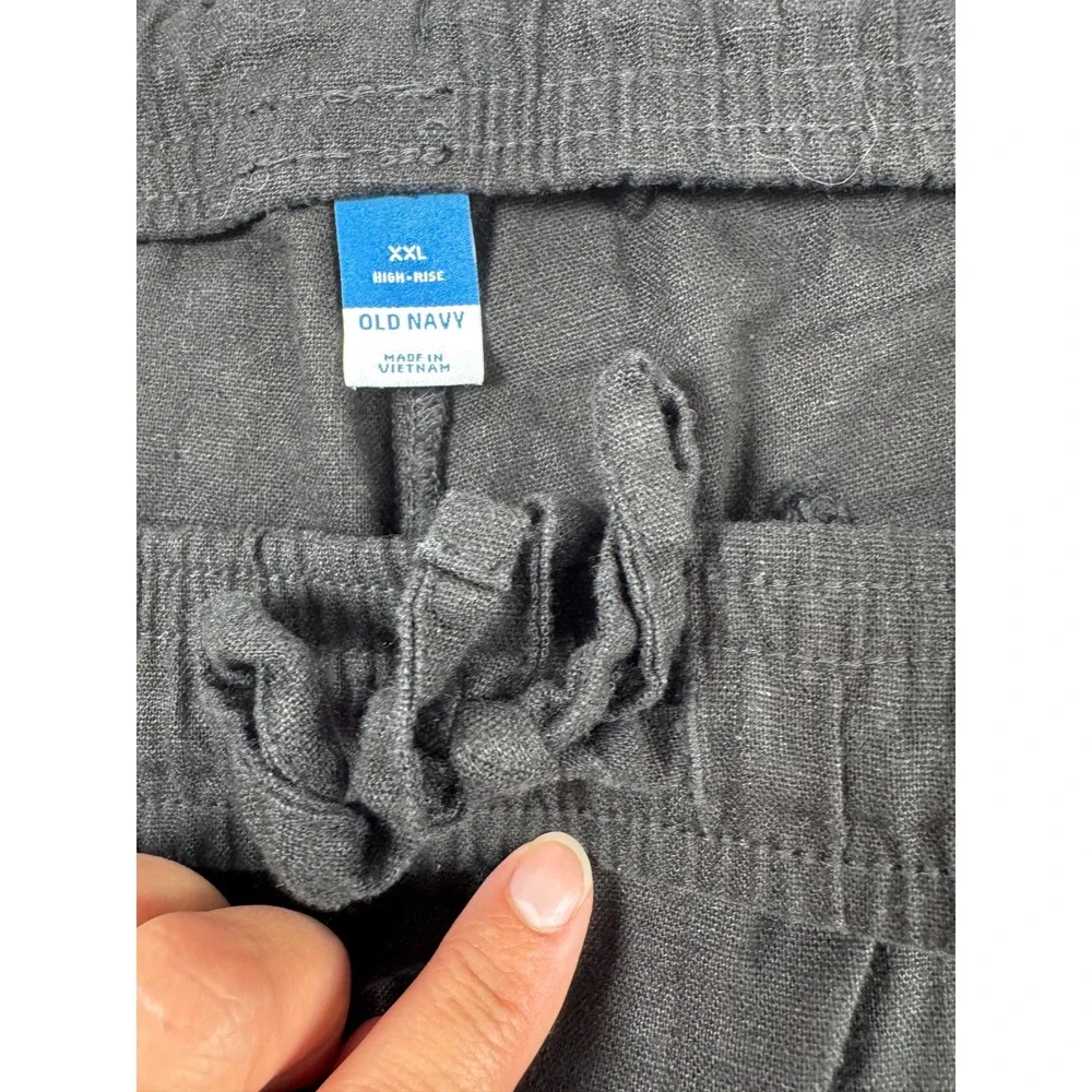 Coastal Old Navy‎ Womens XXL Shorts Black Linen Blend High Rise Elastic Waist